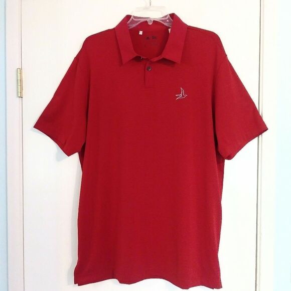 Adidas Red Pinstriped Polo Shirt - Picture 1 of 5